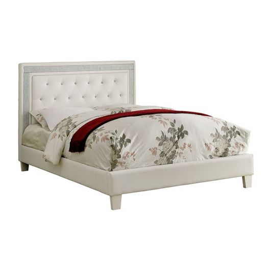 Bailey Contemporary Faux Leather Full Platform Bed in White